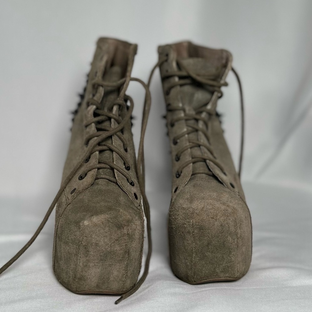 Jeffrey Campbell Taupe Suede Platform Spike Heel Booties - Picture 7 of 16